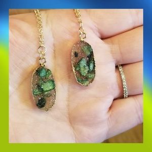 Green Stone Druzy Style Pendant